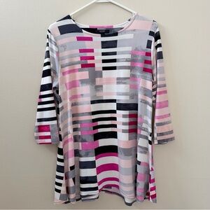 Alfani Pink and Black Striped Tunic, Sz P/L